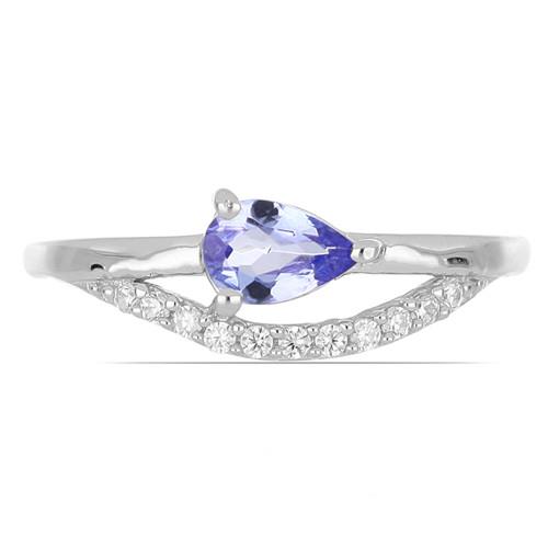 BUY STERLING SILVER NATURAL TANZANITE GEMSTONE CLASSIC RING